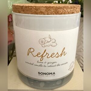 🆕🍋‍🟩🫚 SONOMA “REFRESH” LIME & GINGER 3-WICK SCENTED CANDLE. BRAND NEW. 13 oz.